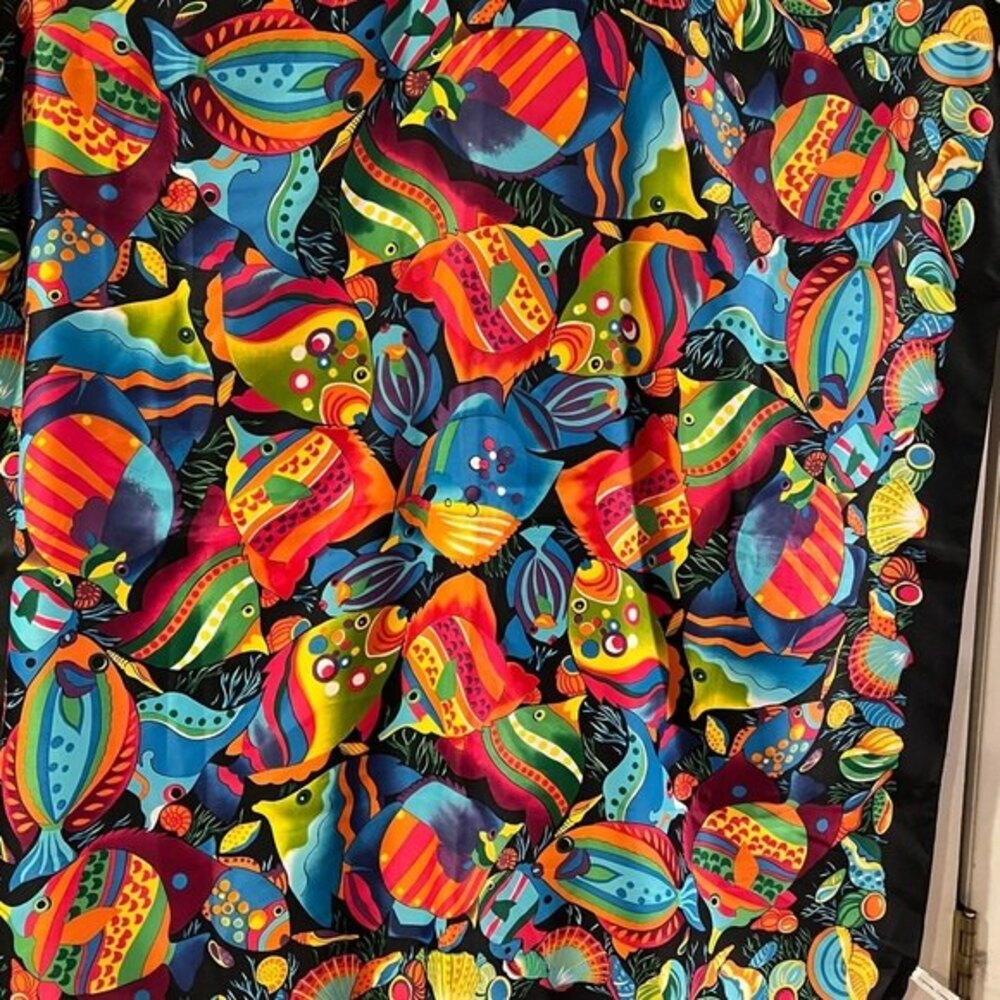 Casual Corner scarf sarong shawl Tropical Fish beachy kitsch statement Vintage